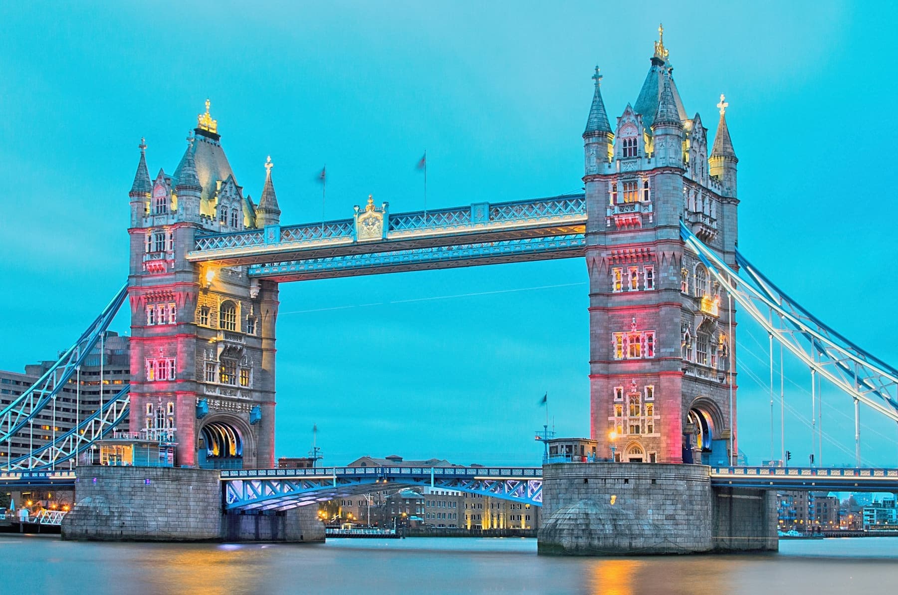 Tower Bridge and the City of London at night